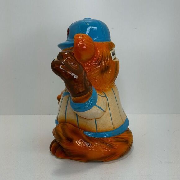 Vintage 90’s Teddy Bear Musical Piggy Bank Baseball Theme Hand Painted 7 1/2” H - Picture 5 of 9